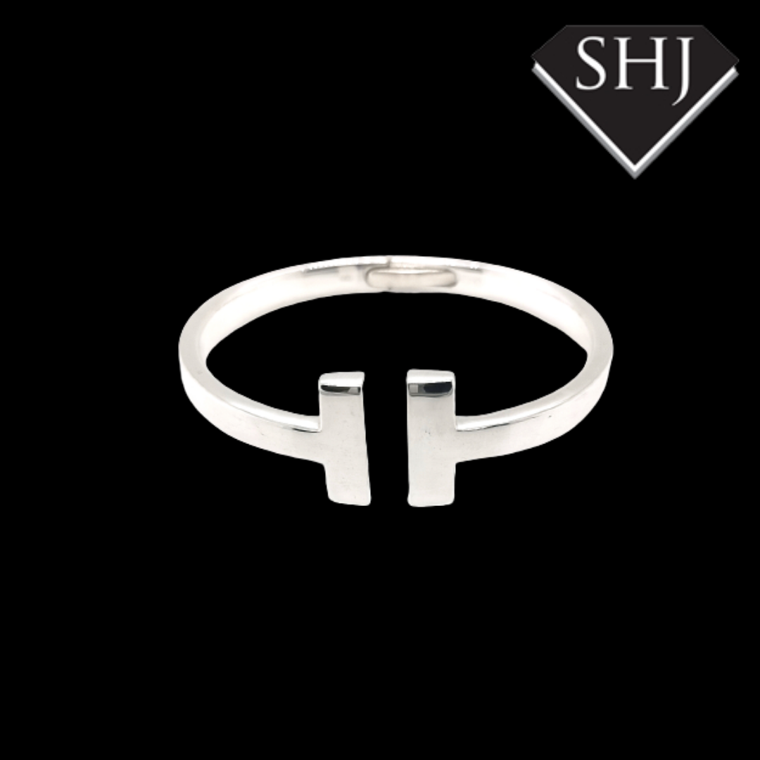 Silver T Hinged Bangle