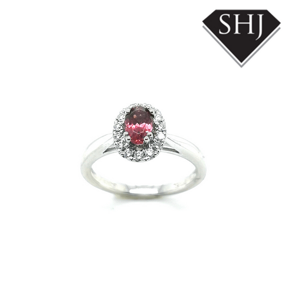 Platinum Rhodalite Garnet and Diamond Cluster Ring