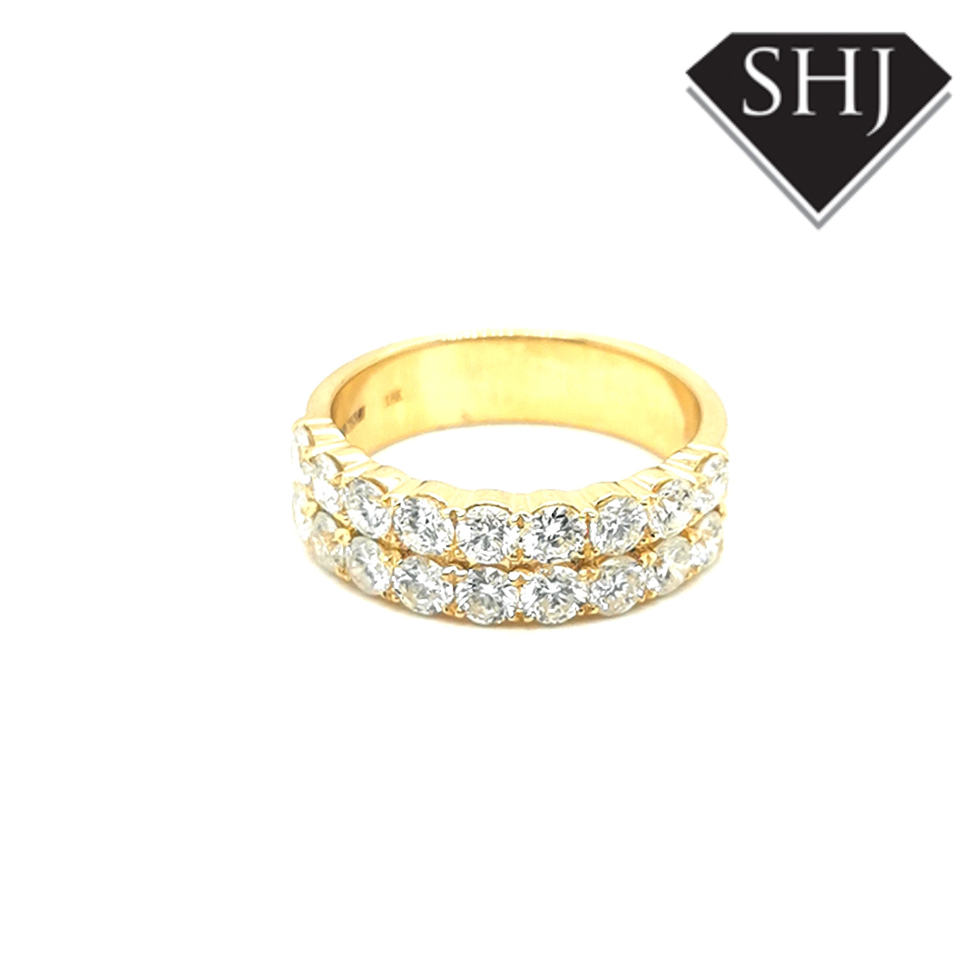 18ct Yellow Gold Diamond 2 Row Band