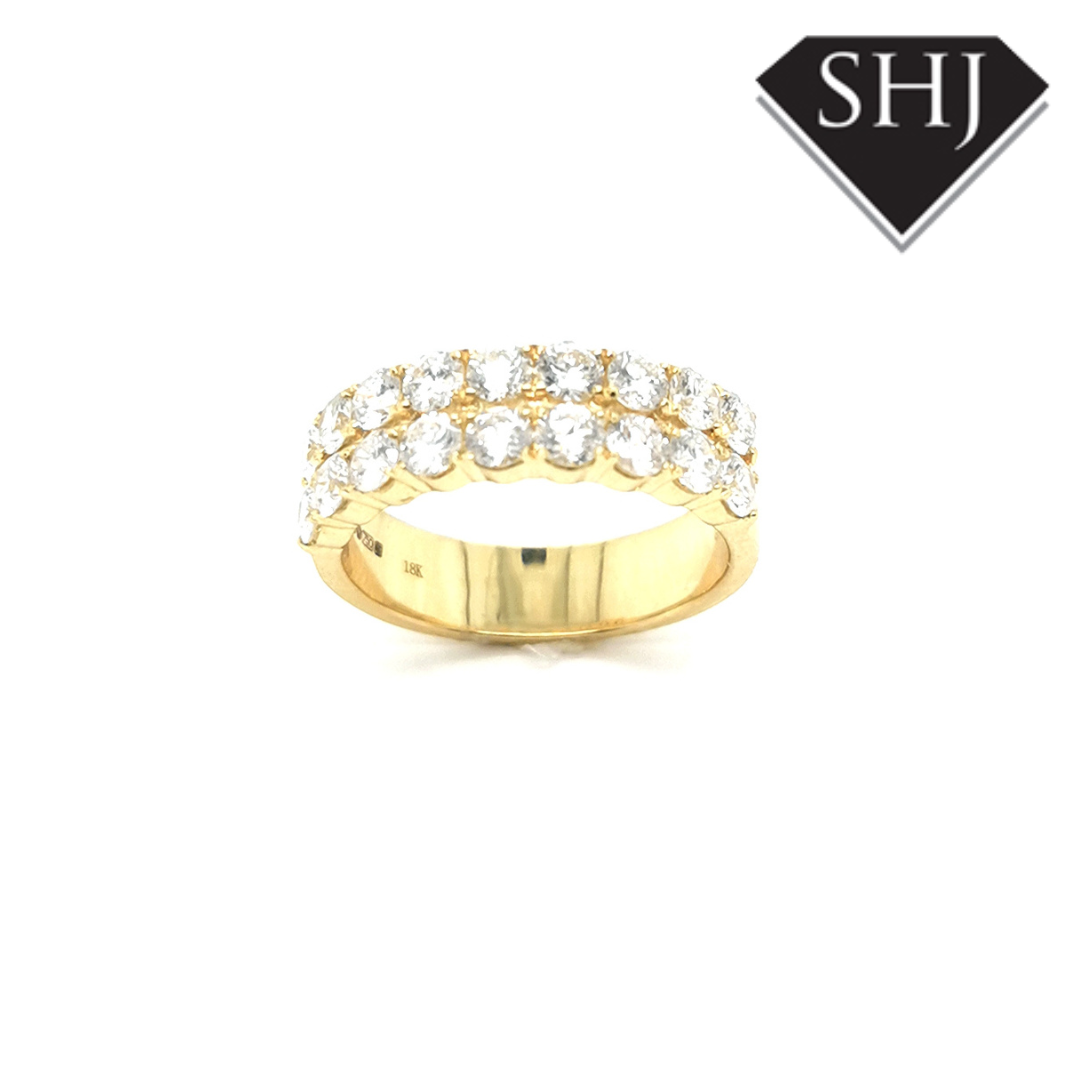 18ct Yellow Gold Diamond 2 Row Band