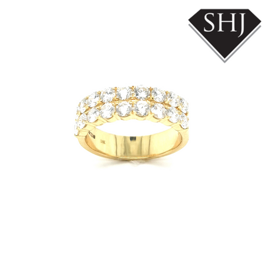 18ct Yellow Gold Diamond 2 Row Band