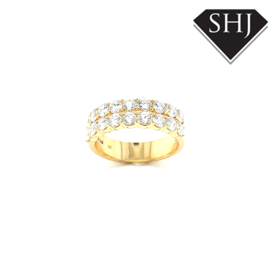 18ct Yellow Gold Diamond 2 Row Band