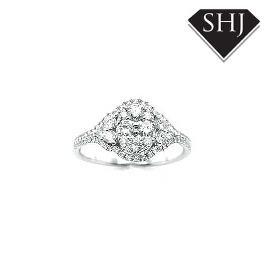 9ct White Gold Diamond Cluster Ring 0.79ct