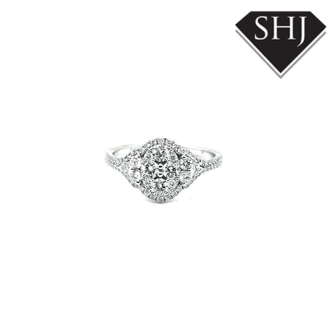 9ct White Gold Diamond Cluster Ring 0.79ct