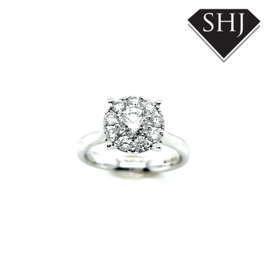 18ct White Gold Diamond Cluster Ring 1.02ct