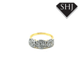 9ct Yellow Gold Triple Diamond Cluster Ring