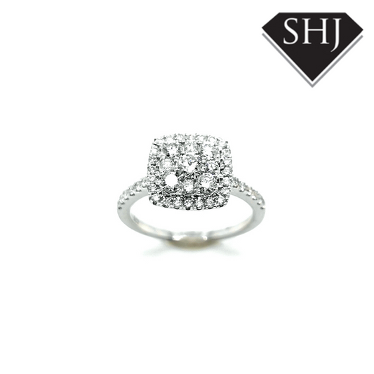 9ct White Gold Diamond Cluster Ring 1.02ct