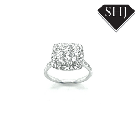 9ct White Gold Diamond Cluster 1.70ct