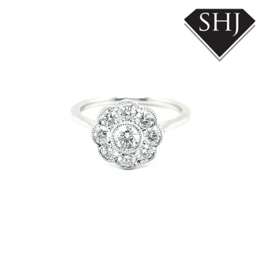 Platinum Diamond Cluster Ring 1.01ct