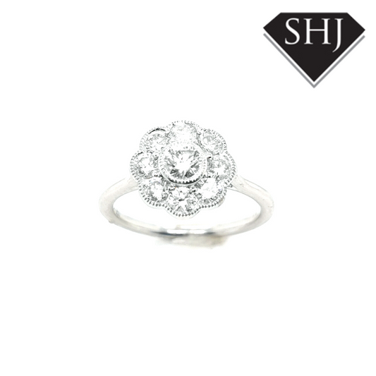 Platinum Diamond Cluster Ring 1.01ct