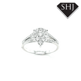 9ct White Gold Pear Shaped Cluster Ring