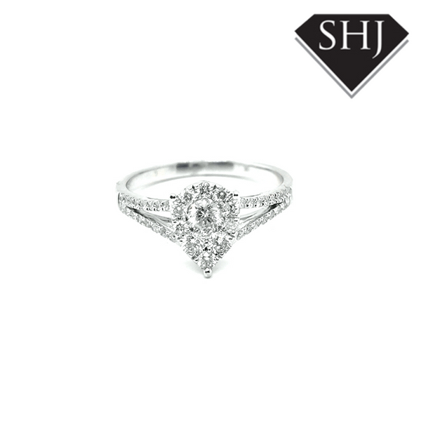 9ct White Gold Pear Shaped Cluster Ring