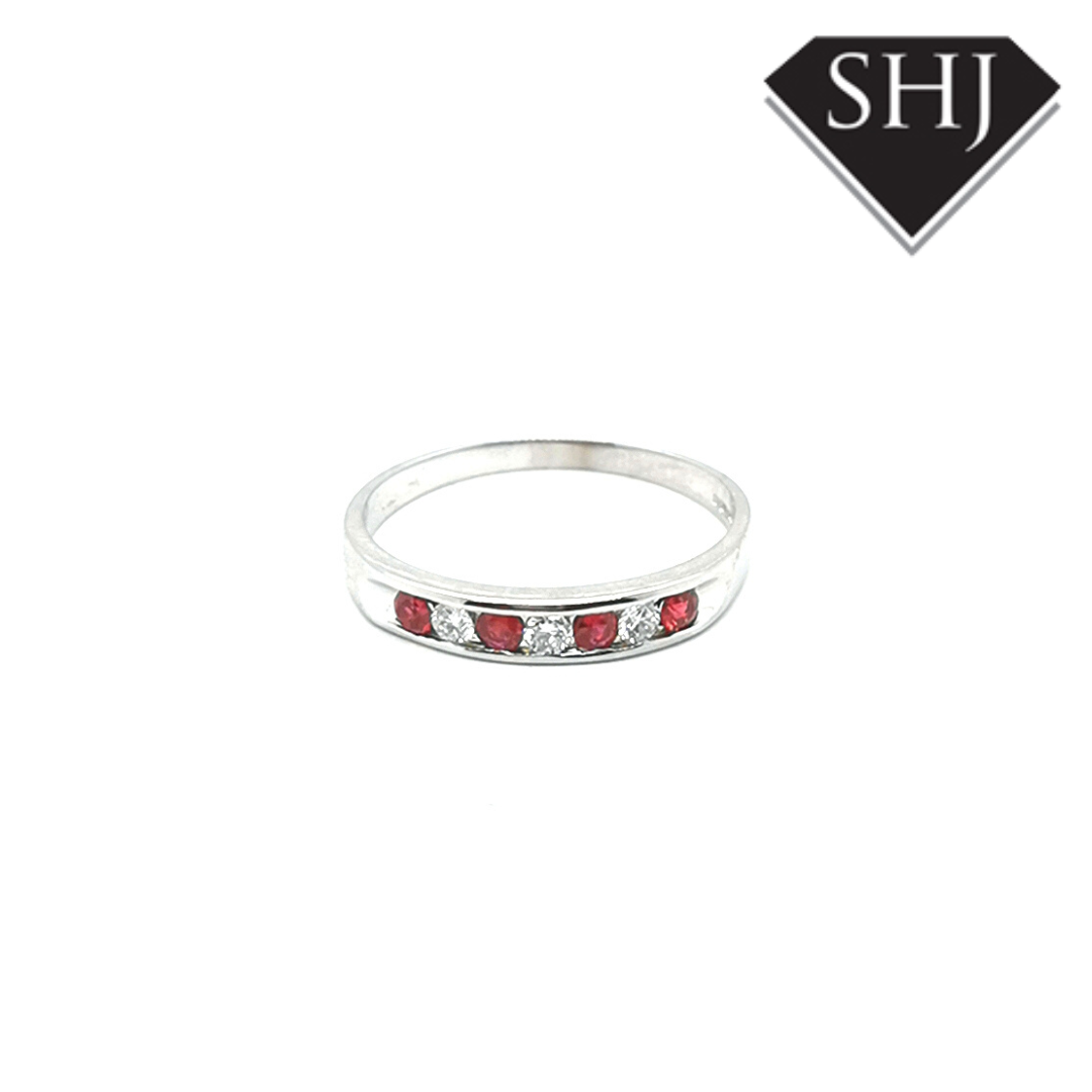 9ct White Gold Ruby and Diamond Eternity Ring