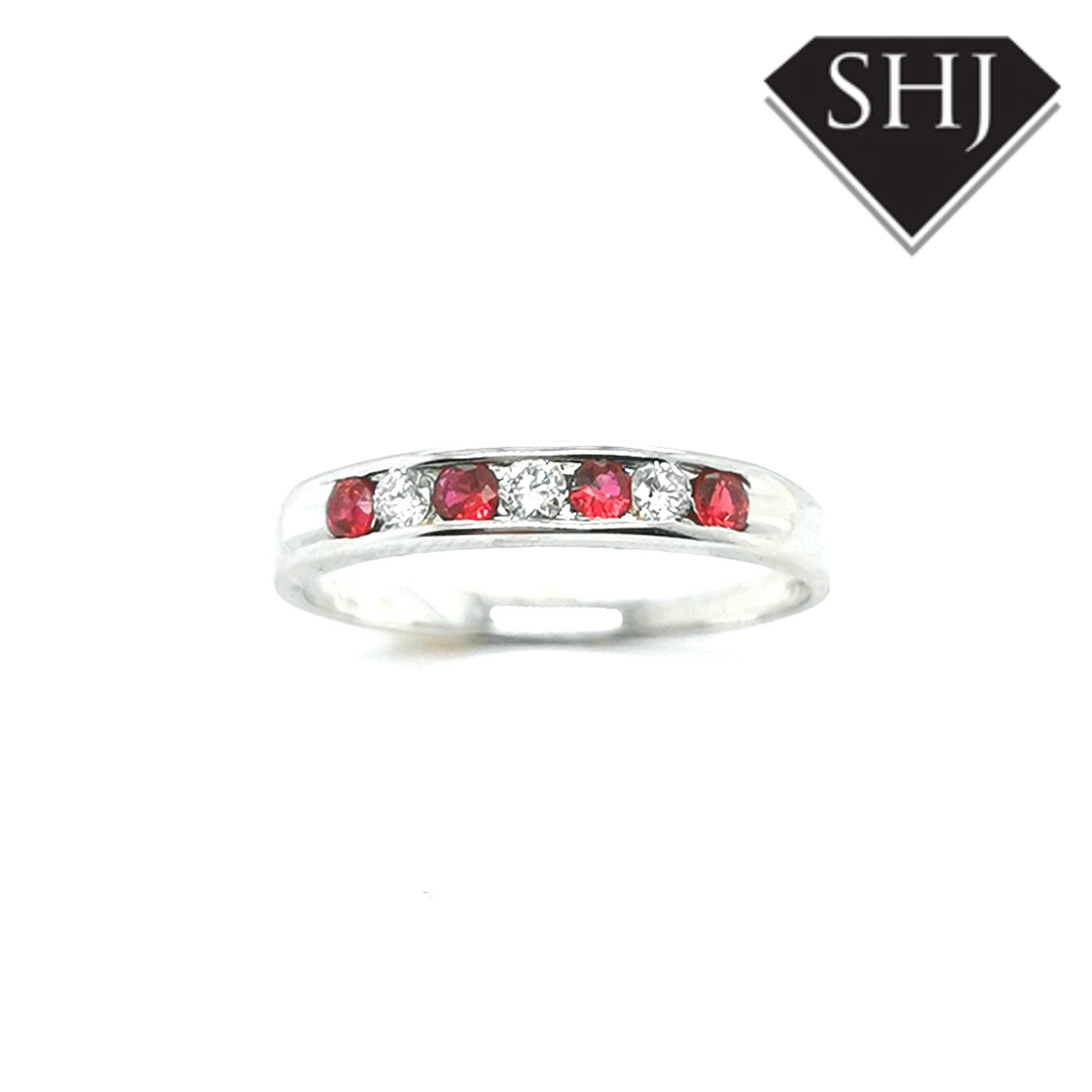 9ct White Gold Ruby and Diamond Eternity Ring