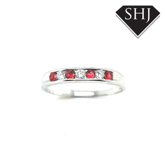 9ct White Gold Ruby and Diamond Eternity Ring