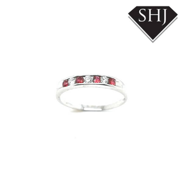 9ct White Gold Ruby and Diamond Eternity Ring