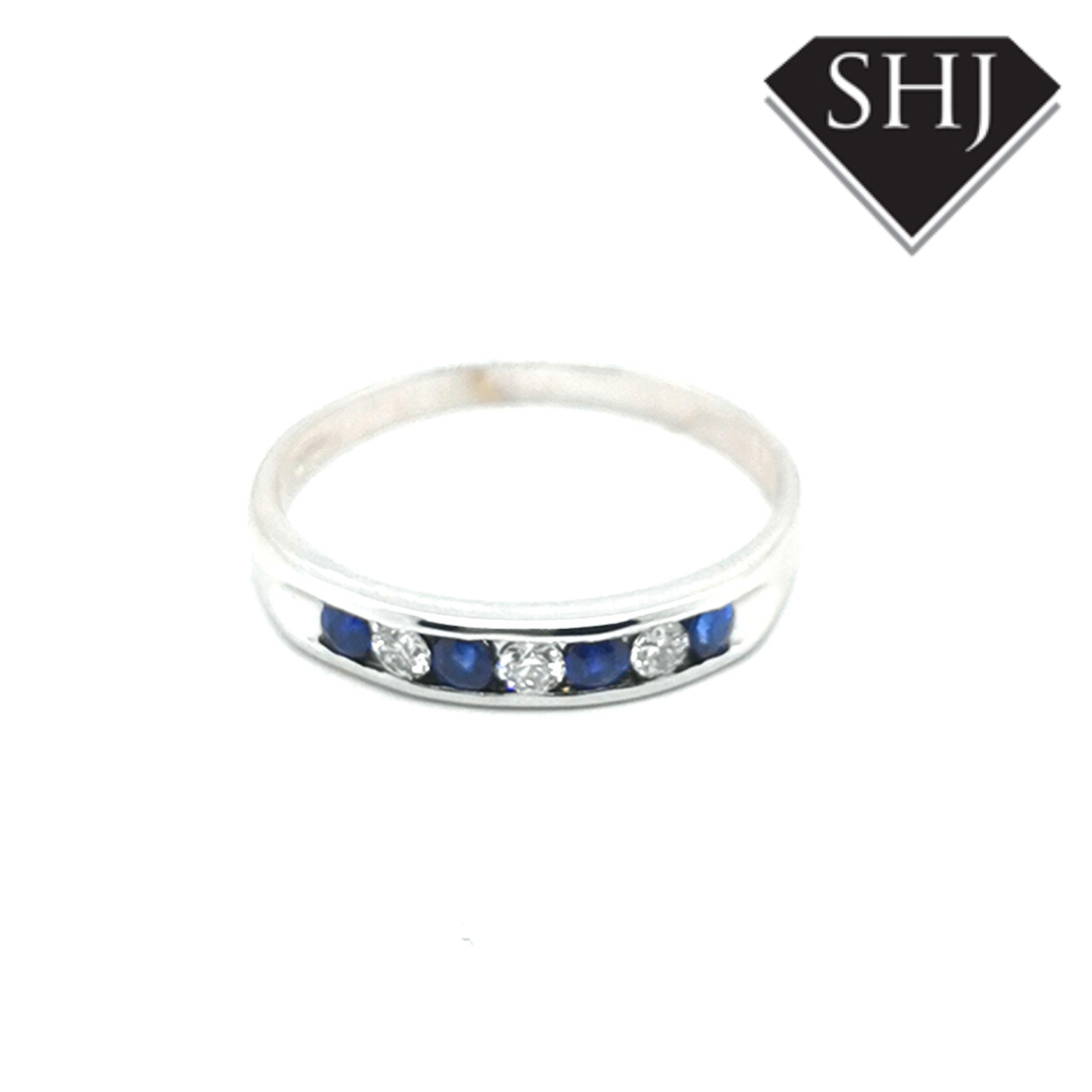 9ct White Gold Sapphire and Diamond Eternity Ring  0.1ct
