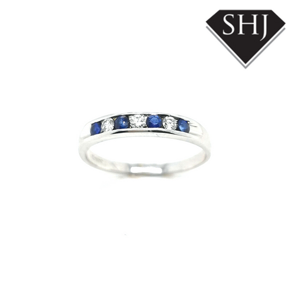 9ct White Gold Sapphire and Diamond Eternity Ring  0.1ct
