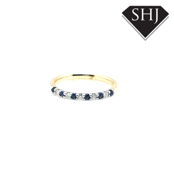 9ct Yellow Gold Sapphire and Diamond Eternity Ring 0.10ct