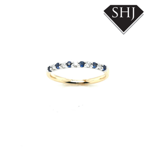 9ct Yellow Gold Sapphire and Diamond Eternity Ring 0.10ct