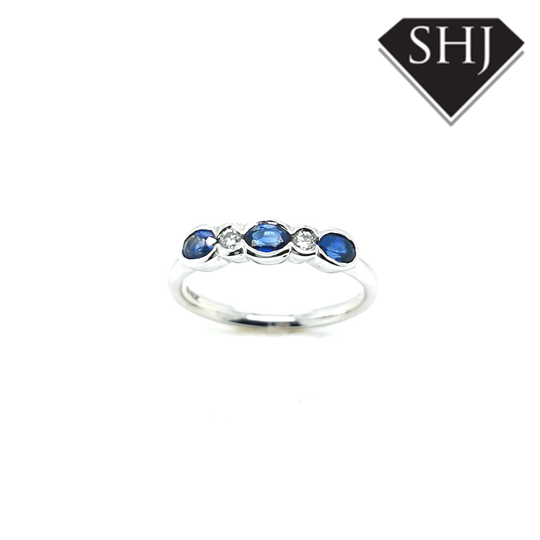 9ct White Gold Sapphire and Diamond Eternity Ring