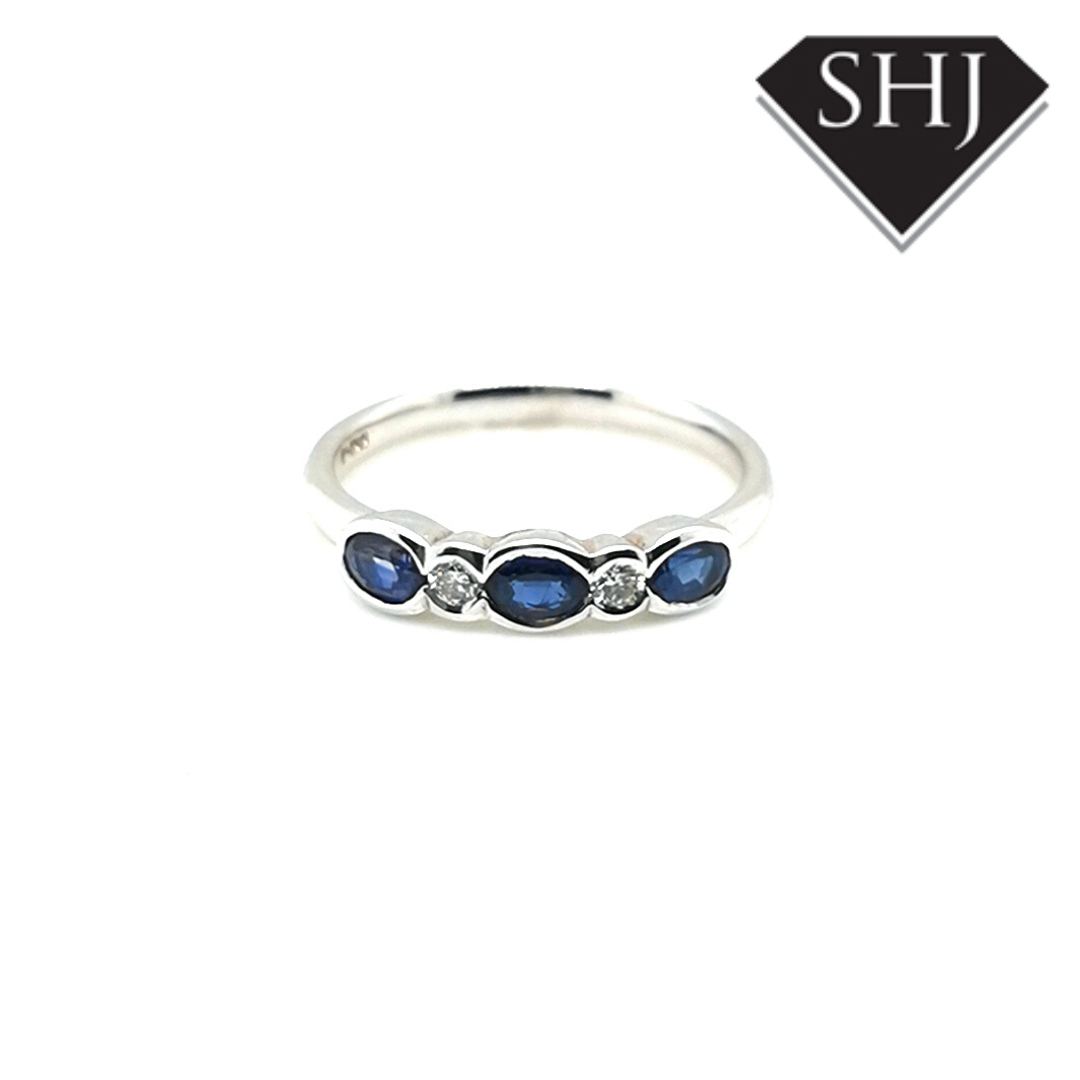 9ct White Gold Sapphire and Diamond Eternity Ring