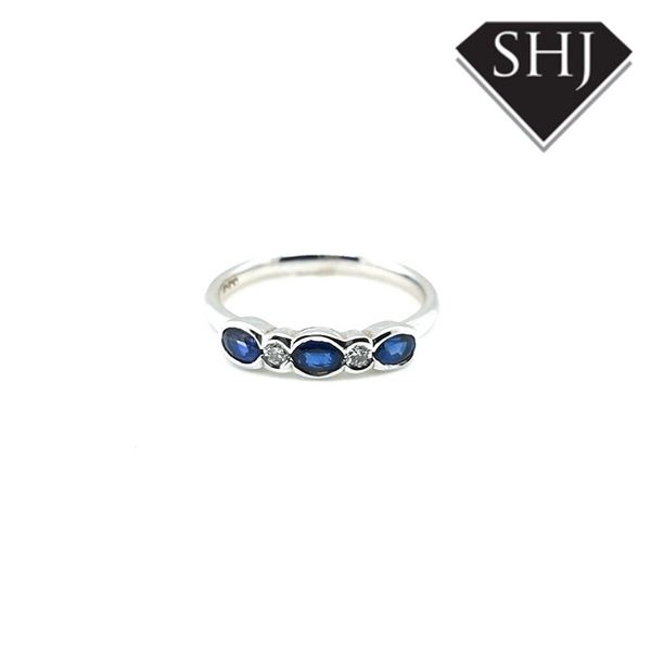 9ct White Gold Sapphire and Diamond Eternity Ring