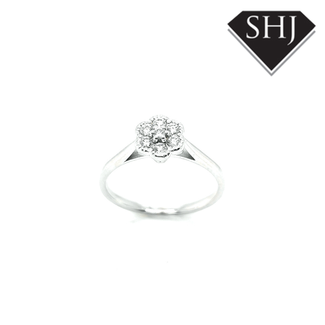 9ct White Gold Diamond Cluster Ring