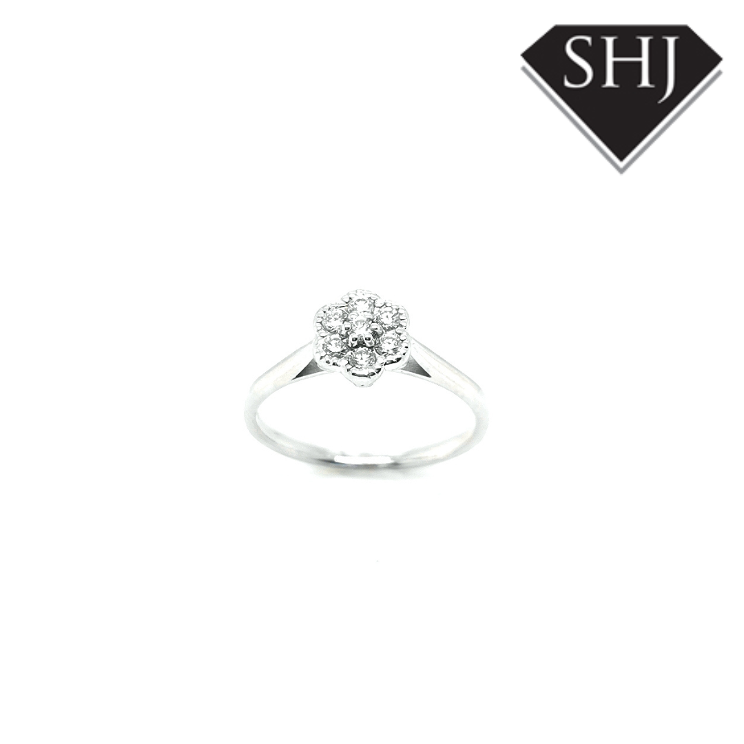 9ct White Gold Diamond Cluster Ring