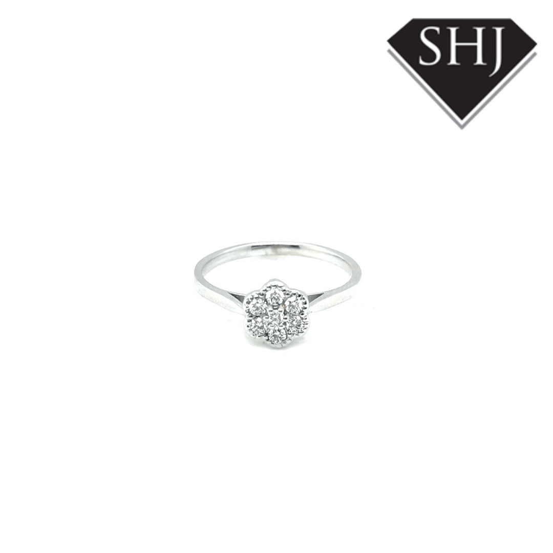 9ct White Gold Diamond Cluster Ring