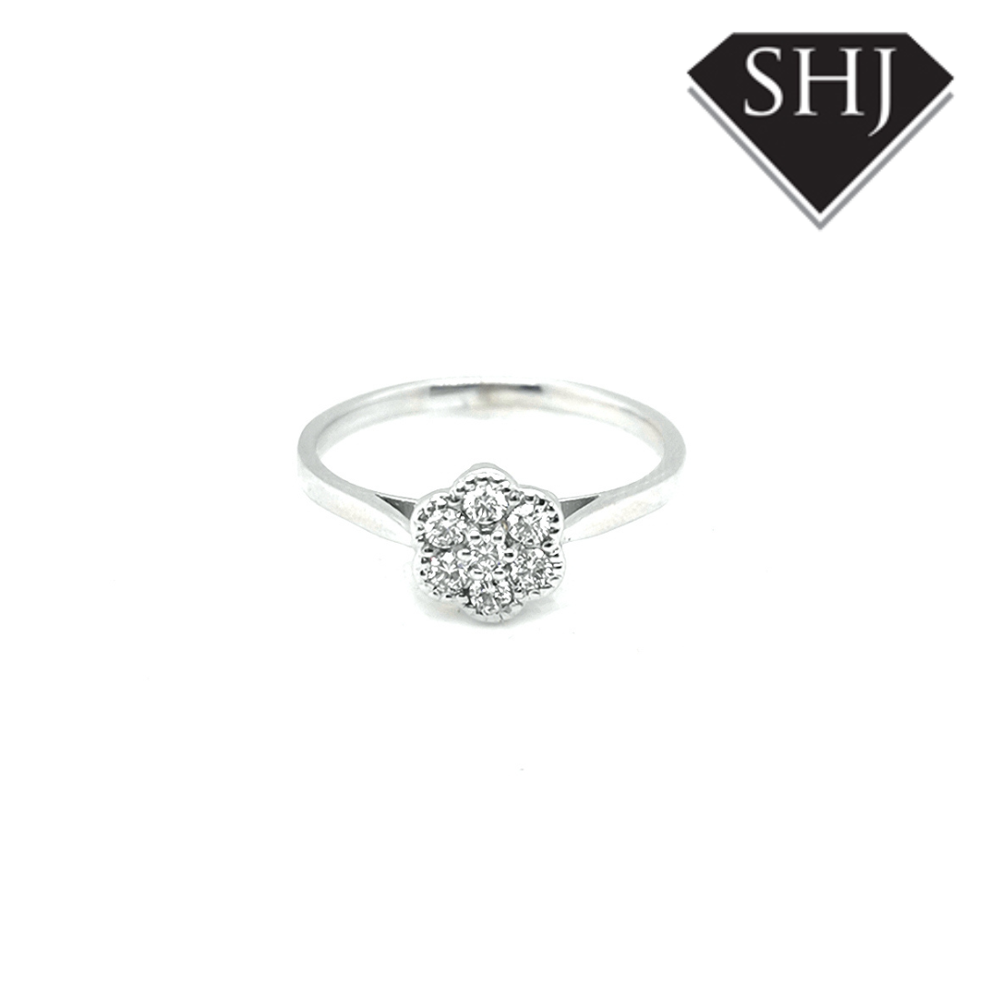 9ct White Gold Diamond Cluster Ring