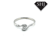 9ct White Gold Single Stone with Diamond Shoulder Ring