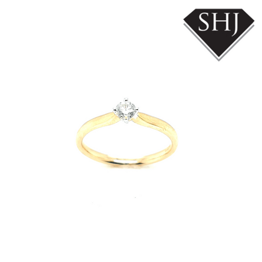 9ct Yellow Gold/White Gold Diamond Single Stone  0.20ct