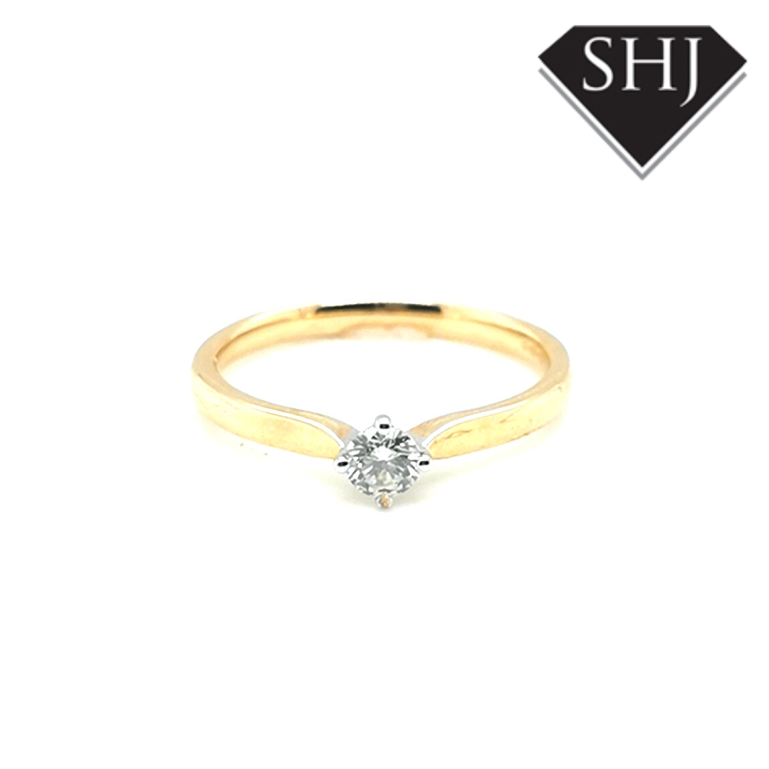 9ct Yellow Gold/White Gold Diamond Single Stone  0.20ct