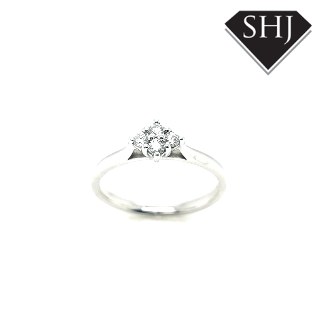 9ct White Gold Diamond Cluster Ring 0.25ct