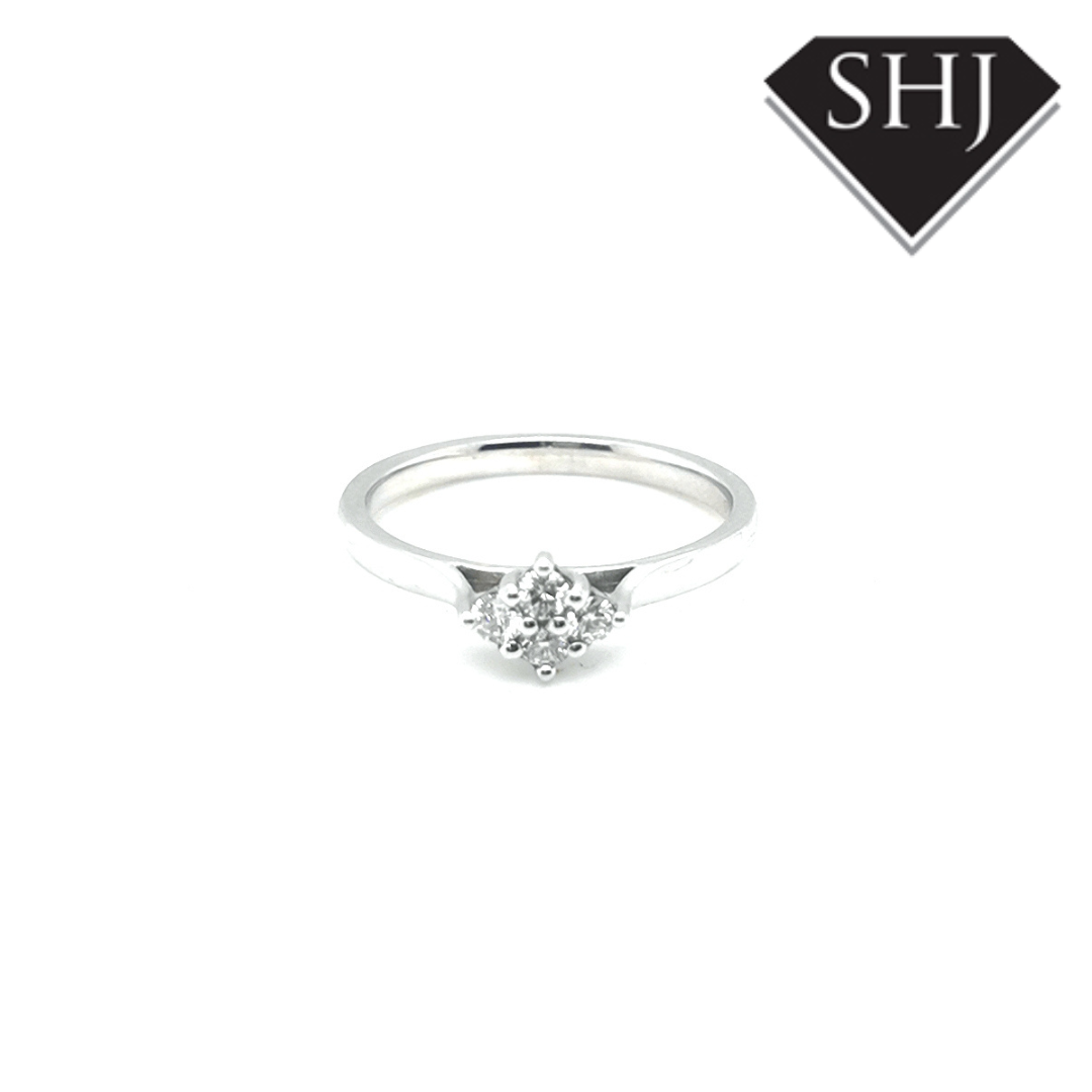 9ct White Gold Diamond Cluster Ring 0.25ct