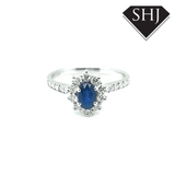 9ct White Gold Sapphire and Diamond Cluster Ring