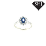 9ct White Gold Sapphire and Diamond Cluster Ring