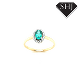 9ct Yellow Gold Emerald and Diamond Cluster Ring