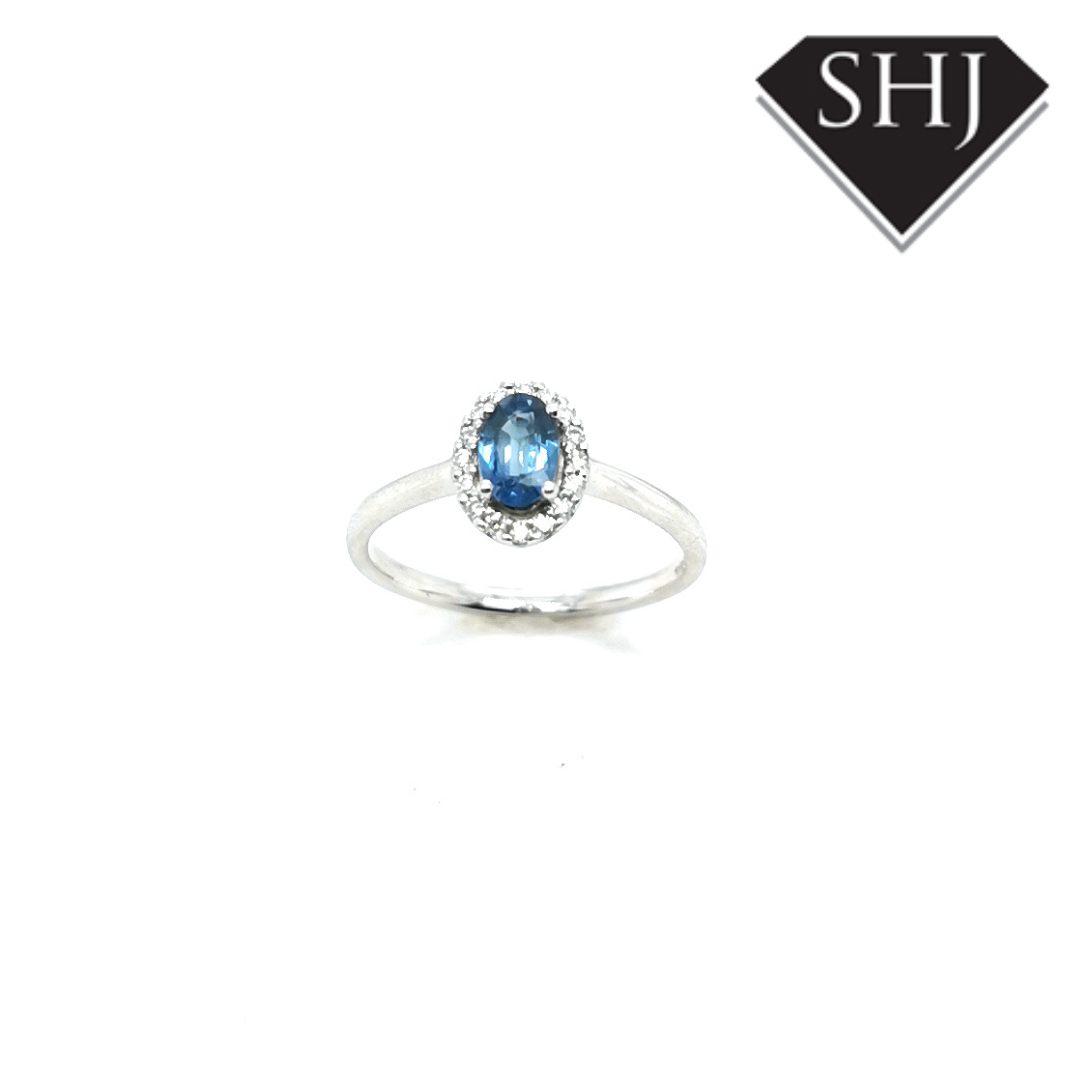 9ct White Gold Sapphire and Diamond Cluster Ring