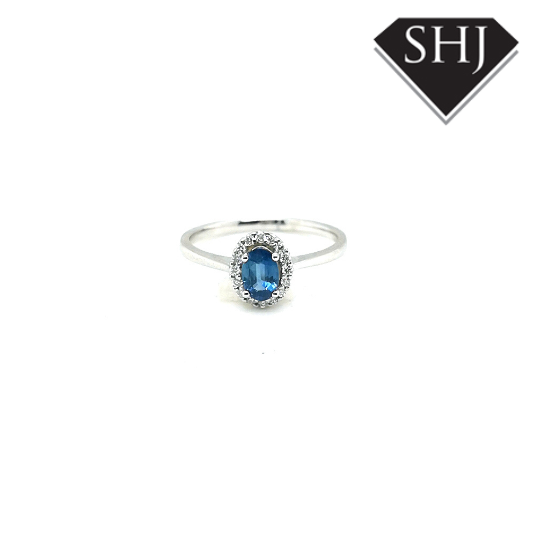 9ct White Gold Sapphire and Diamond Cluster Ring