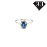 9ct White Gold Sapphire and Diamond Cluster Ring