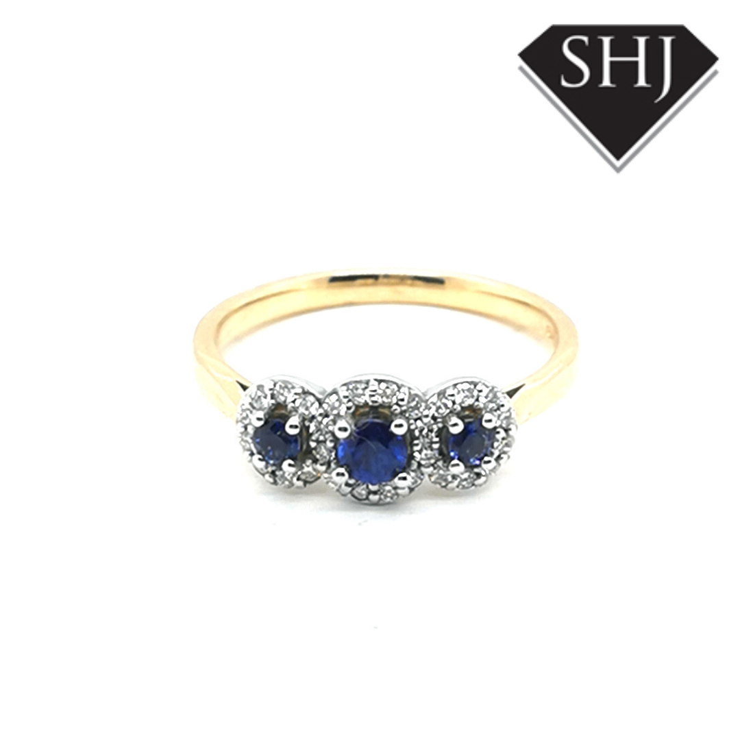 9ct Yellow Gold/White Gold Sapphire and Diamond Ring