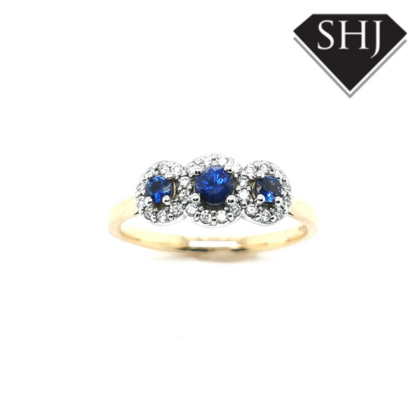 9ct Yellow Gold/White Gold Sapphire and Diamond Ring