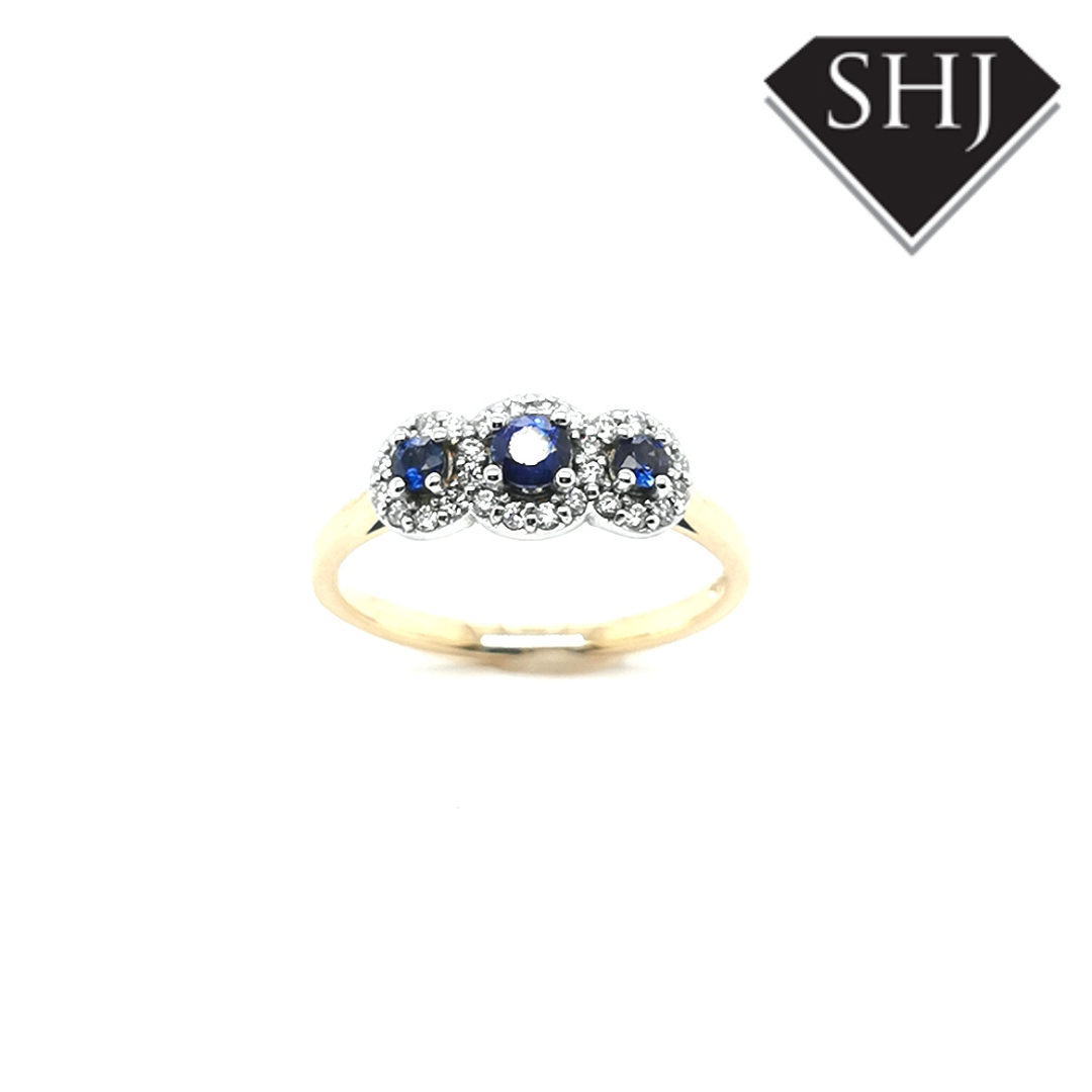 9ct Yellow Gold/White Gold Sapphire and Diamond Ring