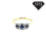 9ct Yellow Gold/White Gold Sapphire and Diamond Ring