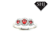 9ct White Gold Ruby and Diamond 3 Stone Ring