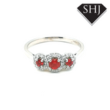 9ct White Gold Ruby and Diamond 3 Stone Ring