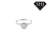 9ct White Gold Halo Cluster Ring