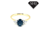 9ct Yellow Gold Sapphire and Diamond Triple Ring